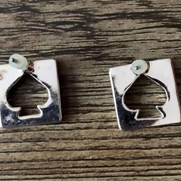 NWOT kate spade Silver Tone Ace Of Spades Hole Punch Earrings & Station Necklace - Picture 5 of 10